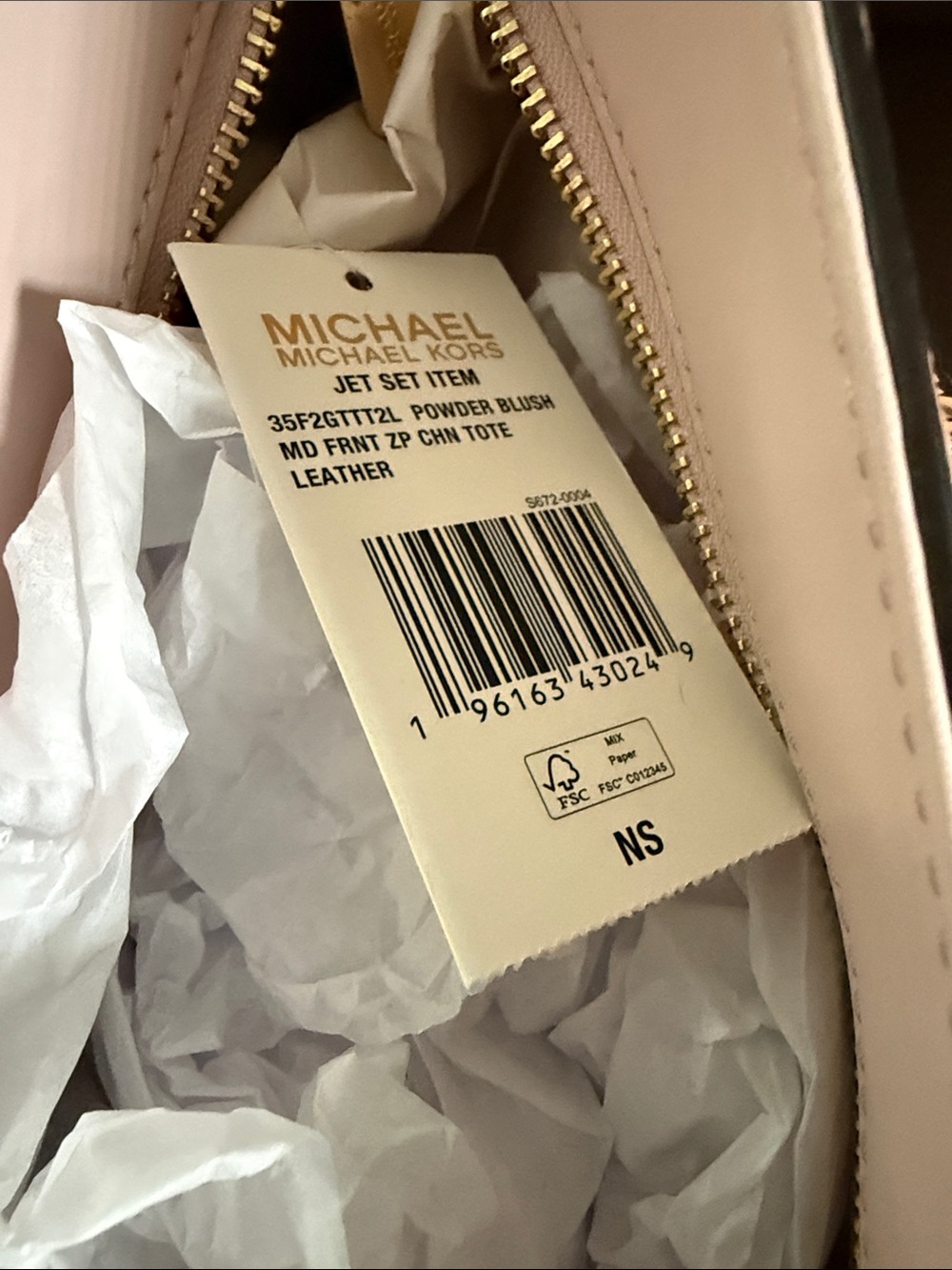 Michael Kors Blush Pink Pebbled Leather Chain-Handle Zipper Top NWT Tote - Picture 4 of 15